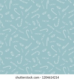 Seamless texture with cute christmas elements. Hand drawn vector background
