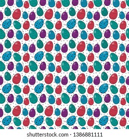 Seamless texture with cute Easter eggs. Vector