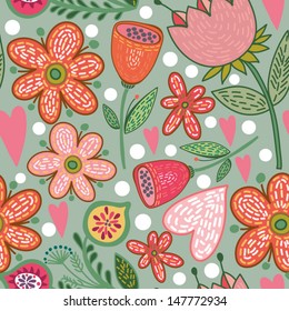 Seamless texture with cute flowers. Seamless pattern can be used for wallpaper, pattern fills, web page background,surface textures. Gorgeous seamless floral background.