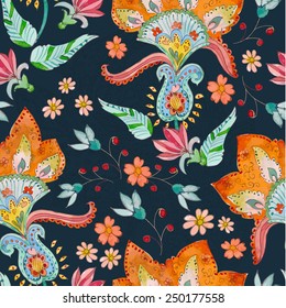 seamless texture with cute flowers. watercolor
