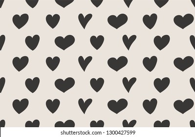 Seamless texture with cute hand drawn hearts. Valentine's Day, Mother's Day and Women's Day. Vector