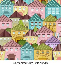 seamless texture with cute houses