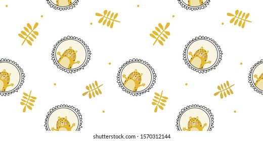 seamless texture cute leopard - vector