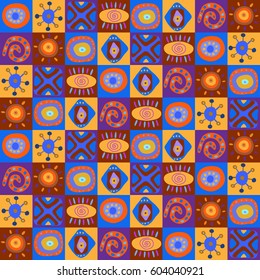 Seamless texture with a cute multi-colored abstract patterns