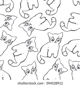 Seamless texture with cute white cats.