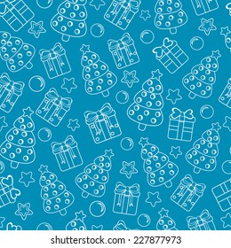 Seamless texture with cute white gift boxes on background. Can be used for wallpaper, pattern fills, textile, web page background, surface textures. Vector illustration.