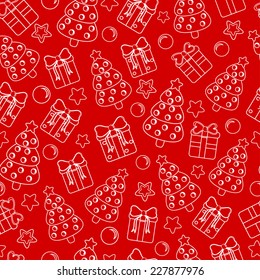 Seamless texture with cute white gift boxes on background. Can be used for wallpaper, pattern fills, textile, web page background, surface textures. Vector illustration