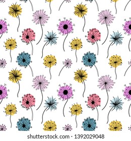 Seamless texture with dandelions . Seamless pattern can be used for wallpaper, pattern fills, web page background,surface textures.