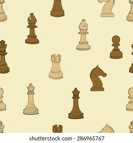 Seamless texture dark and light chess on a brown background