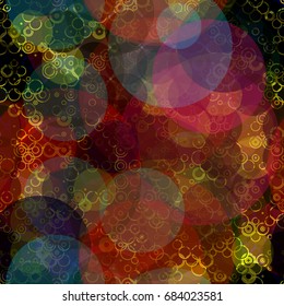 Seamless texture from dark, light circles and rings. Abstract vector background for fabric, wrapping, home decor, banner backdrop
