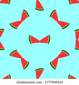 Textura sin inconvenientes. Diseño de fondo decorativo con frutas veraniegas cortadas en sandía. Patrón vectorial colorido para textiles, papelería, papel tapizado, papel de envoltura, web, libro de chatarra