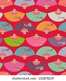 Seamless texture with decorative folding fans. 