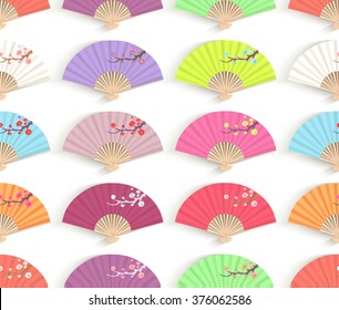 Seamless texture with decorative folding fans. 