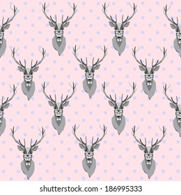 Seamless texture deer gentleman on a pink background in a circle