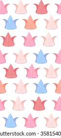 Seamless texture with delicate tulips paper origami for your creativity