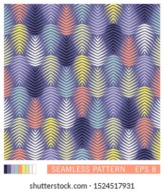 Seamless texture design. Vector recurring template. Stylized leaves shapes. Floral motif.
 Minimal geometric ornament.