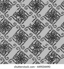Seamless texture. Diamond ornament. Texture with swirls. Ethnic background. A great background for your design.