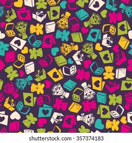 seamless texture with different elements for valentines day or wedding. Vector illustration