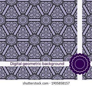 Seamless texture of different floral elements, triangles and other geometric shapes. For the design, printing, wallpaper. Vector illustration.