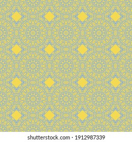 Seamless texture of different floral elements, triangles and other geometric shapes. For the design, printing, wallpaper. Vector illustration.