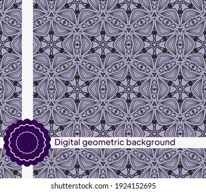 Seamless texture of different floral elements, triangles and other geometric shapes. For the design, printing, wallpaper. Vector illustration.