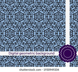 Seamless texture of different floral elements, triangles and other geometric shapes. For the design, printing, wallpaper. Vector illustration.