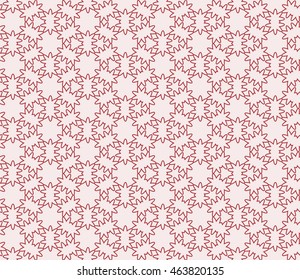 Seamless texture of different floral elements, triangles and other geometric shapes. Vector illustration. For the design, printing, wallpaper. Rose color
