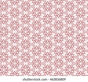 Seamless texture of different floral elements, triangles and other geometric shapes. Vector illustration. For the design, printing, wallpaper. Rose color