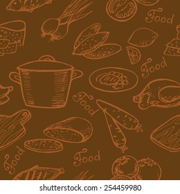 seamless texture of different objects from food