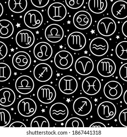 seamless texture of different zodiac signs