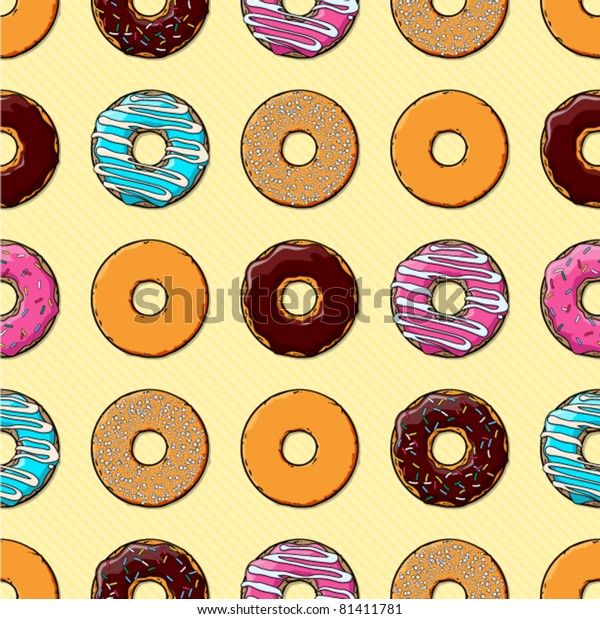 Seamless Texture Donuts Stock Vector (Royalty Free) 81411781 | Shutterstock