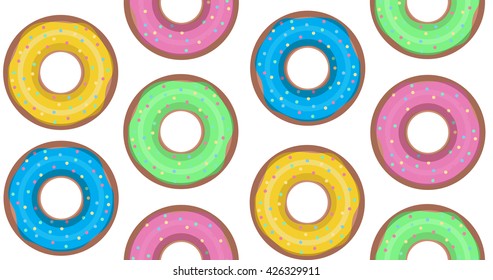 Seamless texture with donuts. Vector background for cards, scrapbooking, cards and your creativity