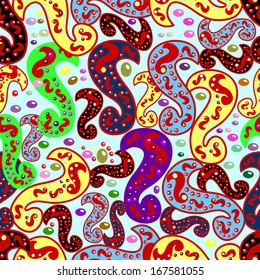 seamless texture of doodles on a blue background