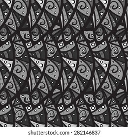 seamless texture with doodles on grey background
