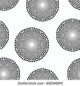 Seamless texture with dotted rounds. Vector art