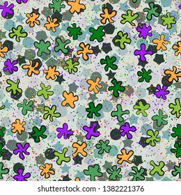 Seamless texture. Drawn blots scattered on an abstract field.