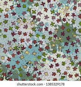 Seamless texture. Drawn blots scattered on an abstract field.
