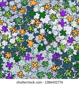 Seamless texture. Drawn blots scattered on an abstract field.