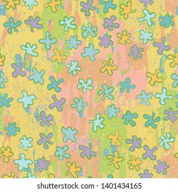Seamless texture. Drawn blots scattered on an abstract field.