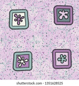 Seamless texture. Drawn convex blots in the frames on an abstract background.