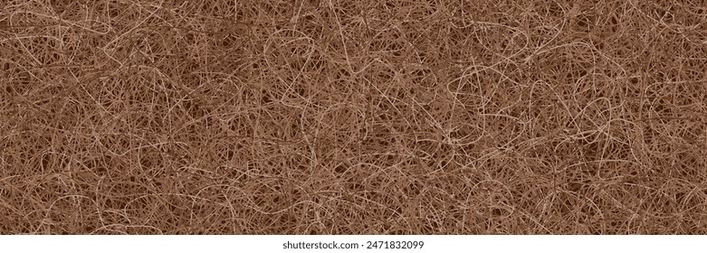 Seamless texture of dried brown matted grass. Pressed coconut fiber briquettes for mattresses. Vector bg with endless pattern of tangled coire