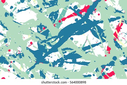 Seamless texture of dynamic spots and smudges. Fashion camouflage.