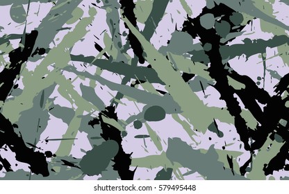 Seamless texture of dynamic spots and smudges. Fashion camouflage.