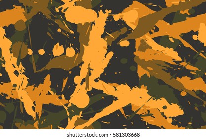 Seamless texture of dynamic spots and smudges. Fashion camouflage.