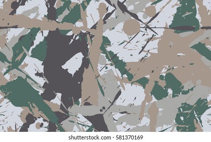 Seamless texture of dynamic spots and smudges. Fashion camouflage.