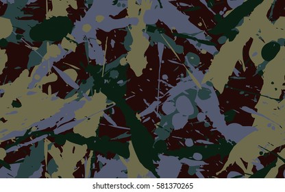 Seamless texture of dynamic spots and smudges. Fashion camouflage.