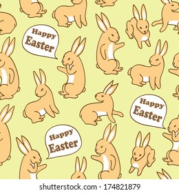 Seamless texture with easter rabbits (Vector)