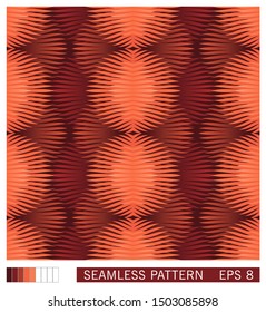 Seamless texture. Effect of volumetric layered background. Symmetrical pattern from round shapes with cut edges. Trendy semiflat gradient design. Vector 