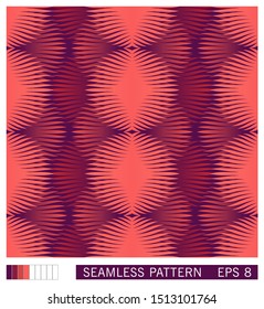 Seamless texture. Effect of volumetric layered background. Symmetrical pattern from round shapes with cut edges. Trendy semiflat gradient design. Vector