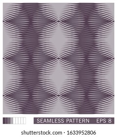 Seamless texture. Effect of volumetric layered background. Symmetrical pattern from round shapes with cut edges. Trendy semiflat gradient design. Vector 